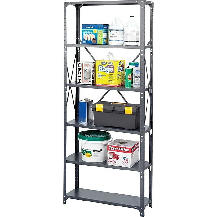 Safco Commercial 6-Shelf Powder-Coated Steel Stand Alone, 36", Gray (6268) 3 Safco Commercial 6-Shelf Powder-Coated Steel Stand Alone, 36", Gray (6268)