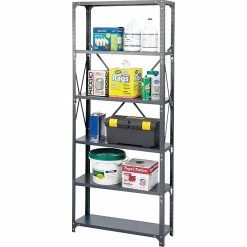 Safco Commercial 6-Shelf Powder-Coated Steel Stand Alone, 36", Gray (6269)