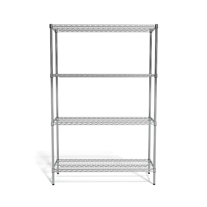 Coastwide Professional™ 4-Shelf Wire Unit, 48"W, Chrome (CW25477) 4 Coastwide Professional™ 4-Shelf Wire Unit, 48"W, Chrome (CW25477) - Image 2