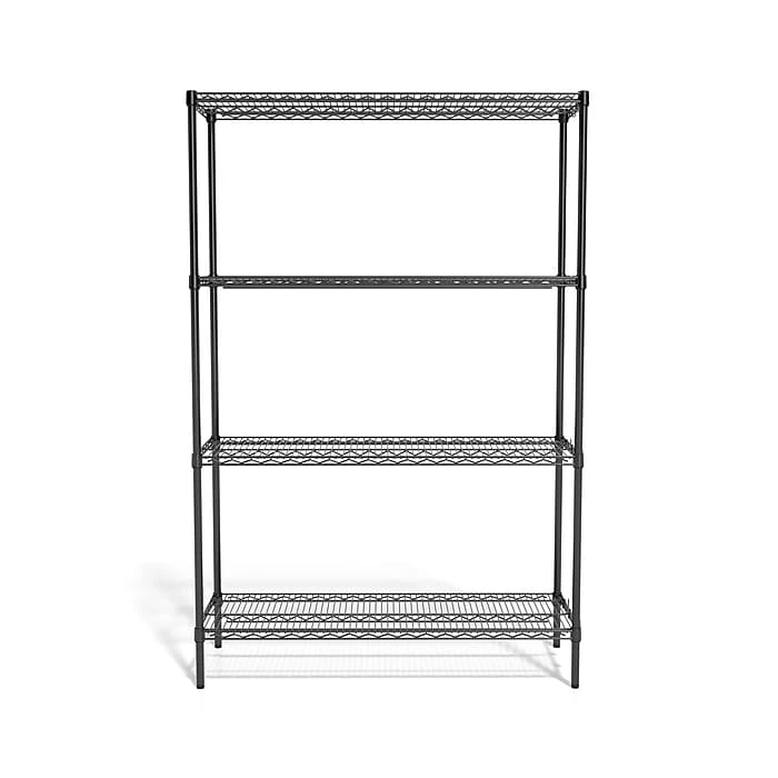 Coastwide Professional™ 4-Shelf Wire Unit, 48"W, Black (CW25471) 4 Coastwide Professional™ 4-Shelf Wire Unit, 48"W, Black (CW25471) - Image 2