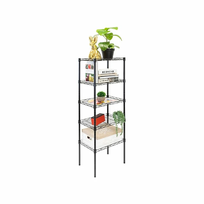 Mount-It! 5-Tier Metal Shelving Unit, 17", Black (MI-7861) 5 Mount-It! 5-Tier Metal Shelving Unit, 17", Black (MI-7861) - Image 3