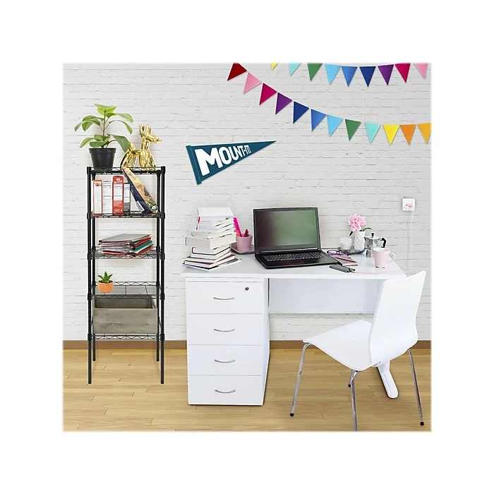 Mount-It! 5-Tier Metal Shelving Unit, 17", Black (MI-7861) 8 Mount-It! 5-Tier Metal Shelving Unit, 17", Black (MI-7861) - Image 6