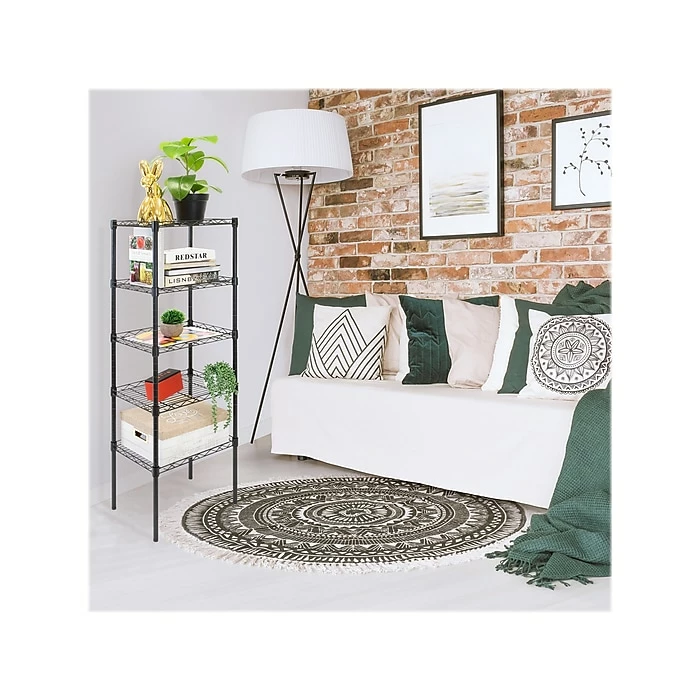 Mount-It! 5-Tier Metal Shelving Unit, 17", Black (MI-7861) 9 Mount-It! 5-Tier Metal Shelving Unit, 17", Black (MI-7861) - Image 7