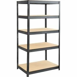 Safco® 6247 Boltless Steel And Particleboard Shelving, 36"(W) X 24"(D), Black