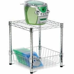Honey-Can-Do Urban Table With Storage Basket, Chrome (SHF-09400)