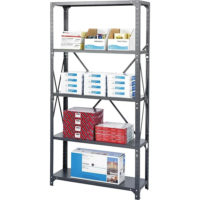 Safco Commercial 5-Shelf Metal Unit, 36", Gray (6265) 3 Safco Commercial 5-Shelf Metal Unit, 36", Gray (6265)