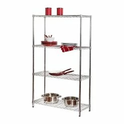 Honey-Can-Do Honey Can Do 4-Tier Commercial Grade Adjustable Storage Shelves, Steel, 36" W, Chrome (SHF-01456)