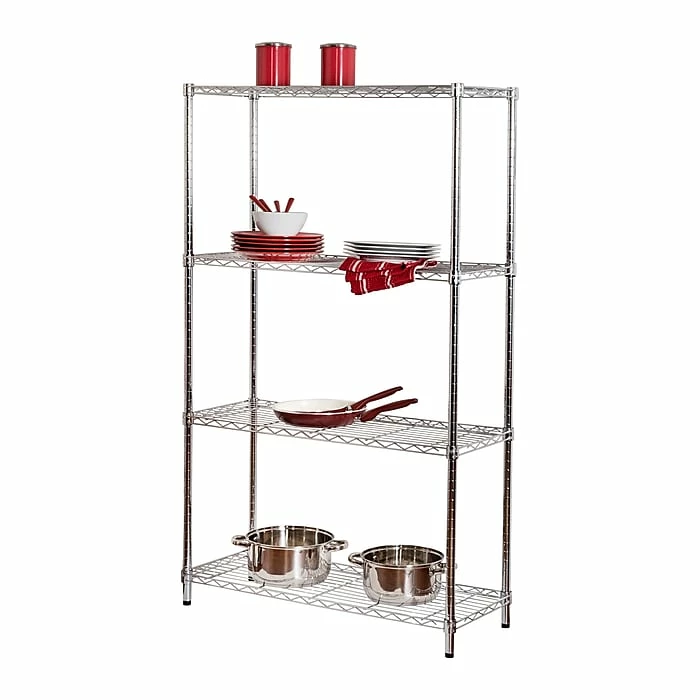 Honey-Can-Do Honey Can Do 4-Tier Commercial Grade Adjustable Storage Shelves, Steel, 36" W, Chrome (SHF-01456) 3 Honey-Can-Do Honey Can Do 4-Tier Commercial Grade Adjustable Storage Shelves, Steel, 36" W, Chrome (SHF-01456)