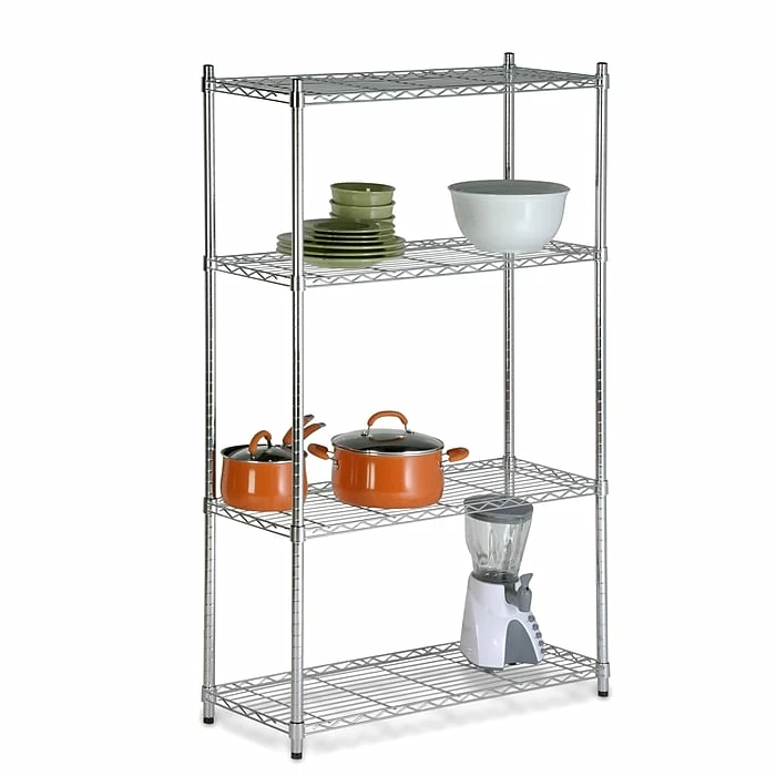 Honey-Can-Do Honey Can Do 4-Tier Commercial Grade Adjustable Storage Shelves, Steel, 36" W, Chrome (SHF-01456) 4 Honey-Can-Do Honey Can Do 4-Tier Commercial Grade Adjustable Storage Shelves, Steel, 36" W, Chrome (SHF-01456) - Image 2