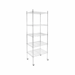 Mount-It! 5-Tier Metal Shelving Unit With Wheels, 24", Silver (MI-7862)