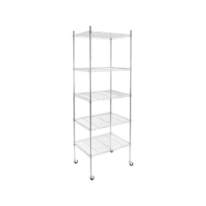Mount-It! 5-Tier Metal Shelving Unit With Wheels, 24", Silver (MI-7862) 3 Mount-It! 5-Tier Metal Shelving Unit With Wheels, 24", Silver (MI-7862)