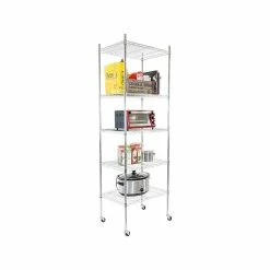 Mount-It! 5-Tier Metal Shelving Unit With Wheels, 24", Silver (MI-7862) 12 Mount-It! 5-Tier Metal Shelving Unit With Wheels, 24", Silver (MI-7862) -Outlet Shelving for Your Workspace Store unnamed file 750