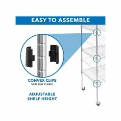 Mount-It! 5-Tier Metal Shelving Unit With Wheels, 24", Silver (MI-7862) 16 Mount-It! 5-Tier Metal Shelving Unit With Wheels, 24", Silver (MI-7862) -Outlet Shelving for Your Workspace Store unnamed file 754