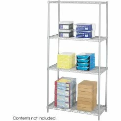 Safco Industrial 4-Shelf Metal Unit, 36", Metallic Gray (5285GR)