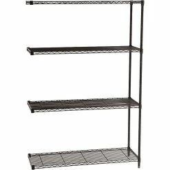 Safco Industrial Add-On Unit 4-Shelf Wire, 48.03", Black (5292BL)