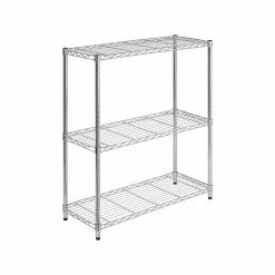 Honey-Can-Do 3-Shelf Metal Unit, 24"W, Chrome (SHF-01903)