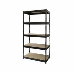 Iron Horse 3800 Rivet 5-Shelf Steel/Particle Board Unit, 36"W, Black (17127)